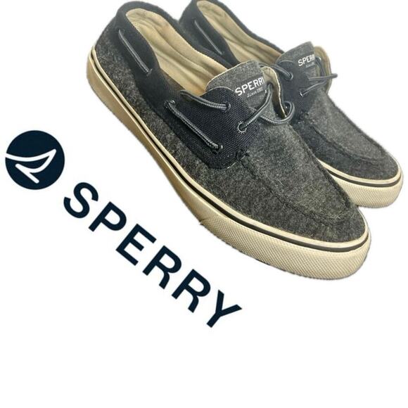 SPERRY LOAFERS TOP SIDER MEN SZ 11 BOAT SHOES GRAY BLACK WOOL FABRIC VERSATILE - Picture 1 of 16